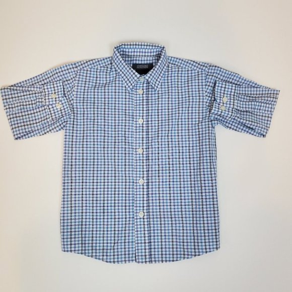 Kenneth Cole Reaction Other - Kenneth Cole Reaction Boy's Blue Plaid Button Up Long Sleeve Shirt Size 5